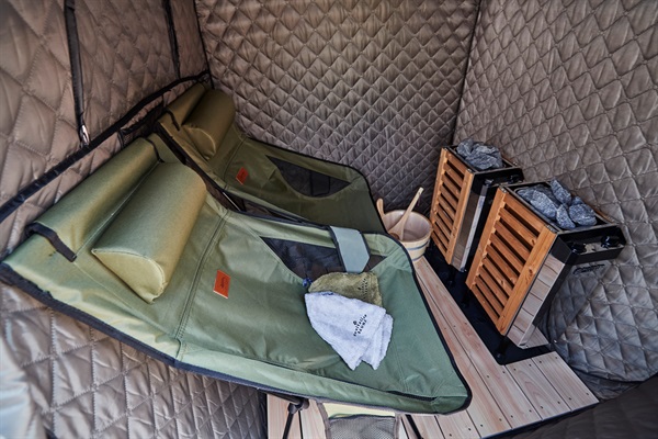 【公式】新発売【2人用】おうちDEサウナ『Rich』自宅でととのう サウナテント 家 サウナストーブ 100V ポップアップ テント ストーブ本体 簡単設営 サウナ 自宅 家庭用(追加ストーブ+専用すのこ+追加ストーン2kg（ストーブ2台）)